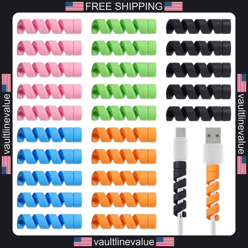 35PCS Universal Charging Cable Protectors Spiral Cord Saver Anti Break Wire Wrap