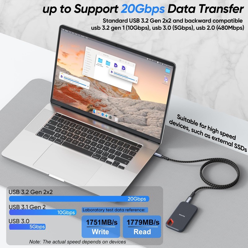 USB C to USB C Data Cable 3ft 2 Pack, USB 3.2 Gen 2 Type C 20Gbps High Speed ... gallery
