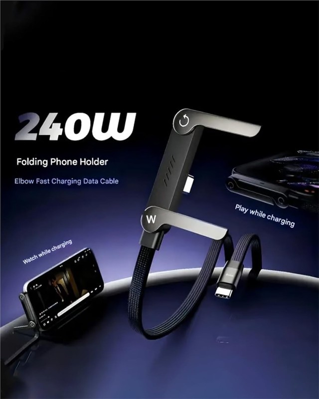 Tangle-Free 2-in-1 Charging Cable with Ergonomic Design and Phone Holder Stand gallery