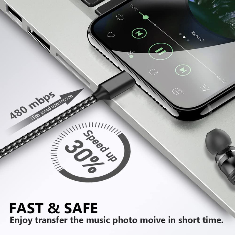 USB Charger Cable Braided Charging Cord Data Sync For iPhone 14 13 12 11 XR SE 8 gallery
