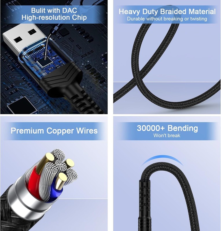 USB to 3.5mm Audio Aux Cable, 3FT Male AUX Jack Adapter TRS Black gallery