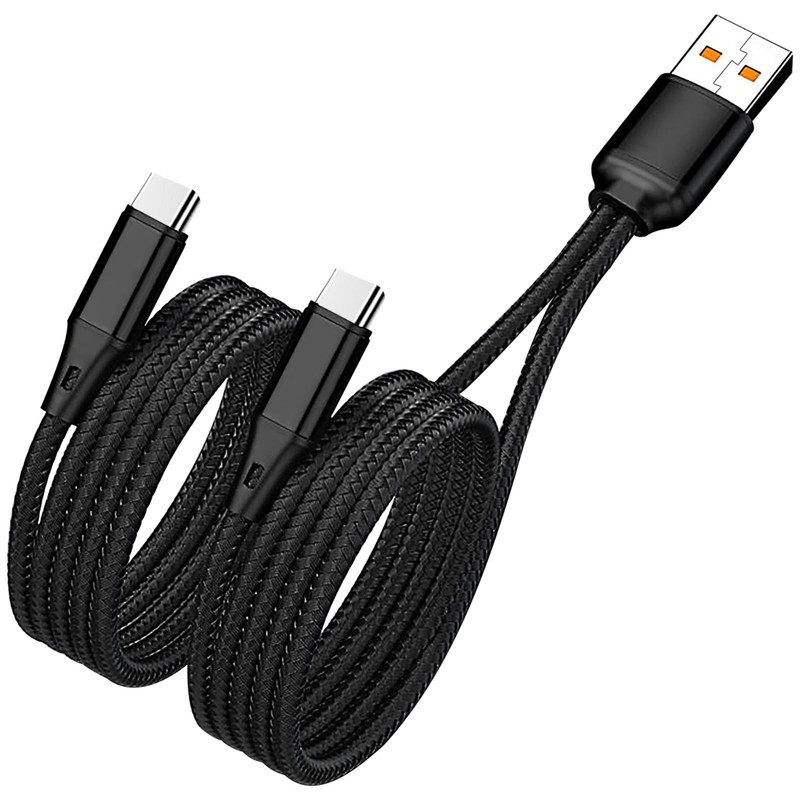 4FT Dual USB C Multi Type C Splitter Cable, 2 in 1 Multi Charging Cable Nylon...