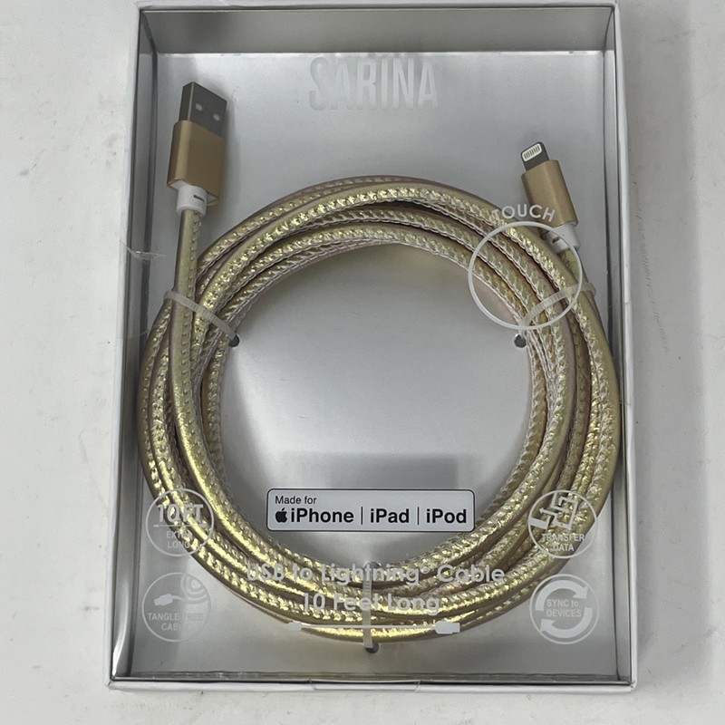 USB To Apple Ports Cable 10 Feet, Gold Fast Charging For iPhone, iPad, iPod New