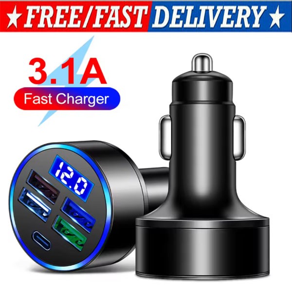 4 USB Port Super Fast Car Charger Adapter for iPhone Samsung Android Phone Lot