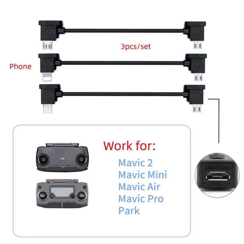 CABLECY 3pcs/set Remote Controller for Mavic Pro Platinum Data Cable Type-C gallery