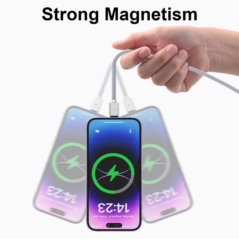 CNakdDG Magnetic Charging Cable 3A Fast Charging(3 6.6/6.6/6.6ft, Silver gallery