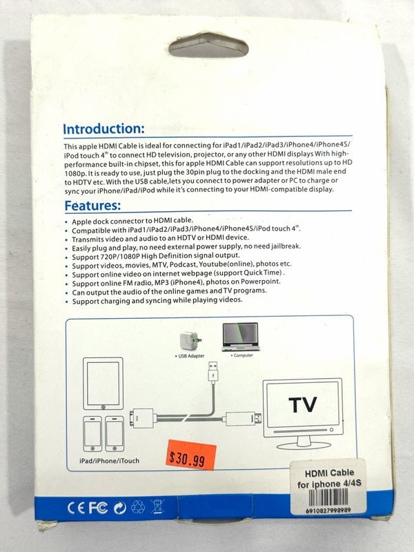 CRAIG ELECTRONICS CC4003B 6-FOOT 30-PIN FOR FULL SIZE HDMI MHL CABLE NIP gallery