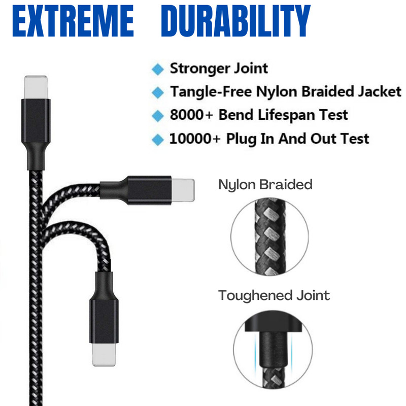 3 Pack 10Ft USB Cable For iPhone 14 13 12 11 Pro XR Heavy Duty Charging Cord Lot gallery