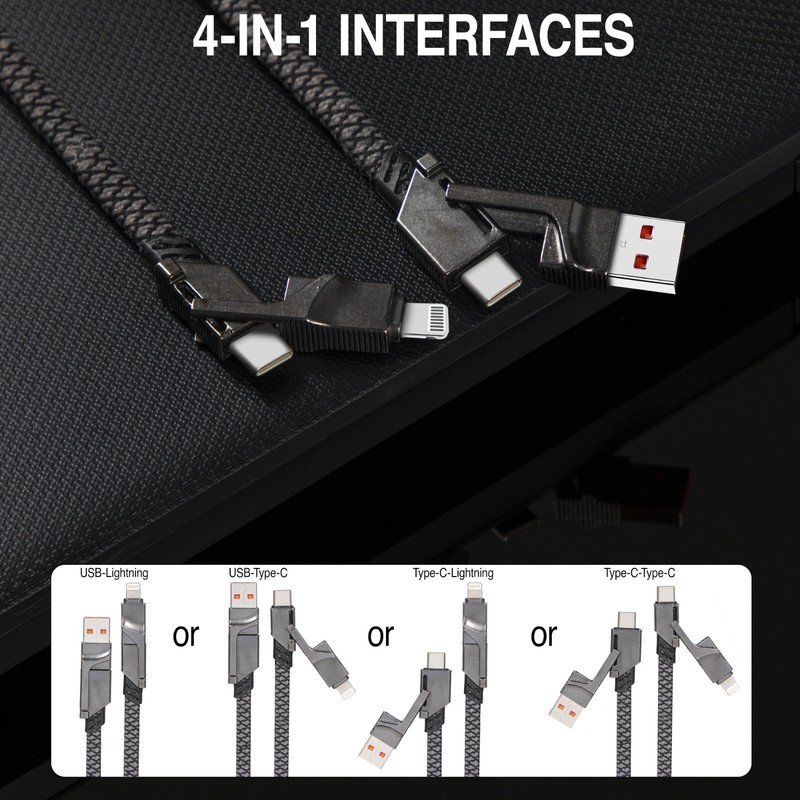 Multi Pack 4 in 1 Charging Cable USB C Micro USB 65W Fast Charge Cord gallery
