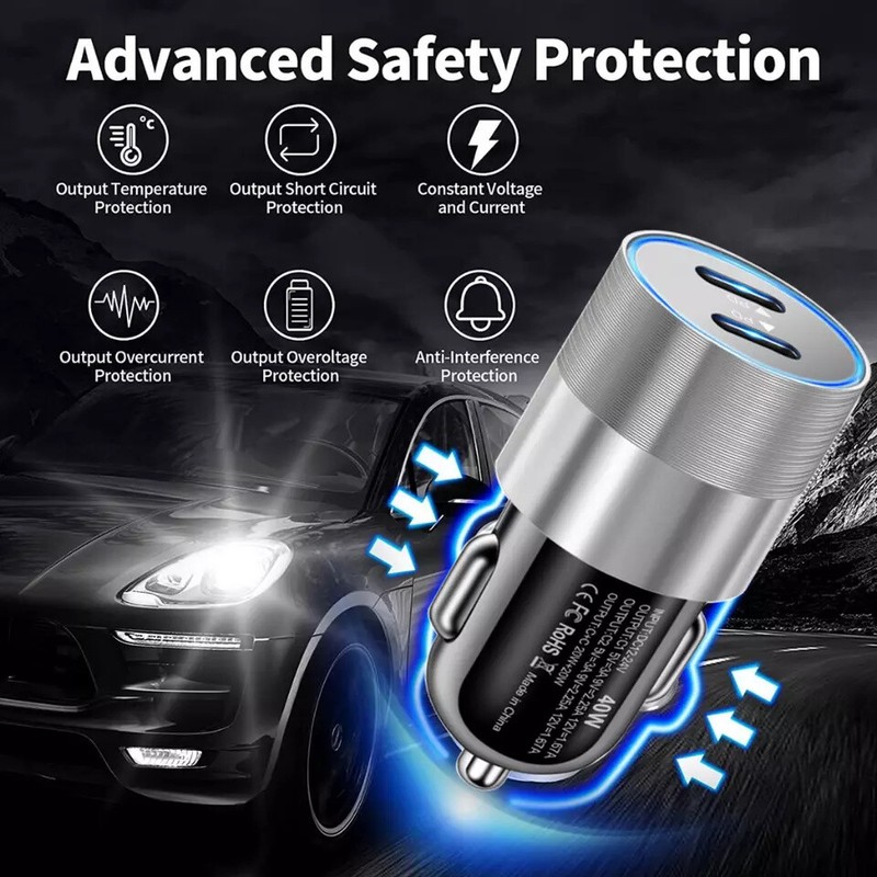 40W Fast Car Charger 3 IN 1 Charging Cable For iWatch 9/8/7/6 iPhone 17 16 15 14 gallery