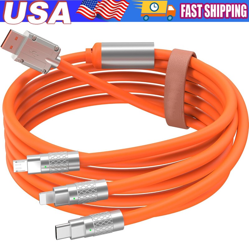 For Type C iPhone Micro USB 3 in 1 Fast Charging Cable Cell Phone Charger Cord gallery