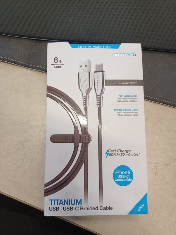 Naztech Titanium USB to USB-C Cable 6ft Transfers Multi Media 633755154997