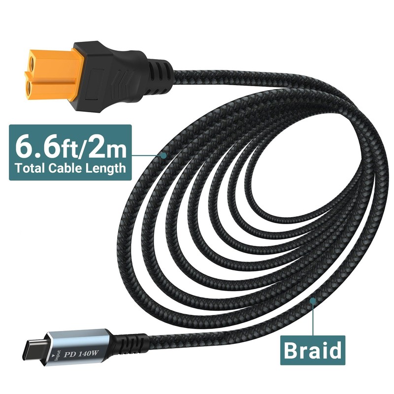 6.6ft USB C to XT60 Adapter Cable SC100 Protocol Type-C Male to XT60 Female F... gallery
