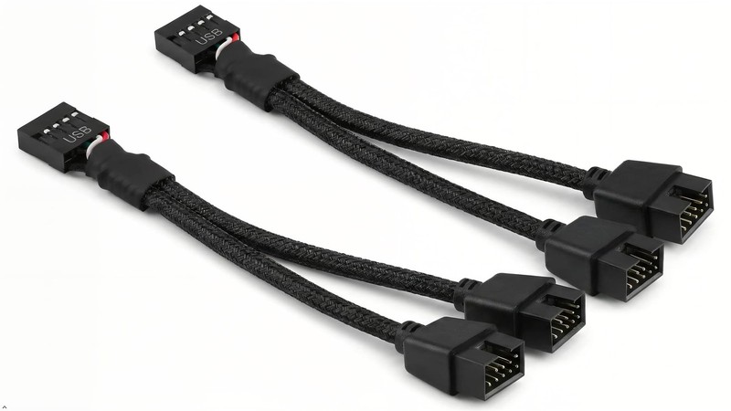 2 PCS USB 2.0 9Pin Female To Dual 9Pin Male Header Splitter Extension