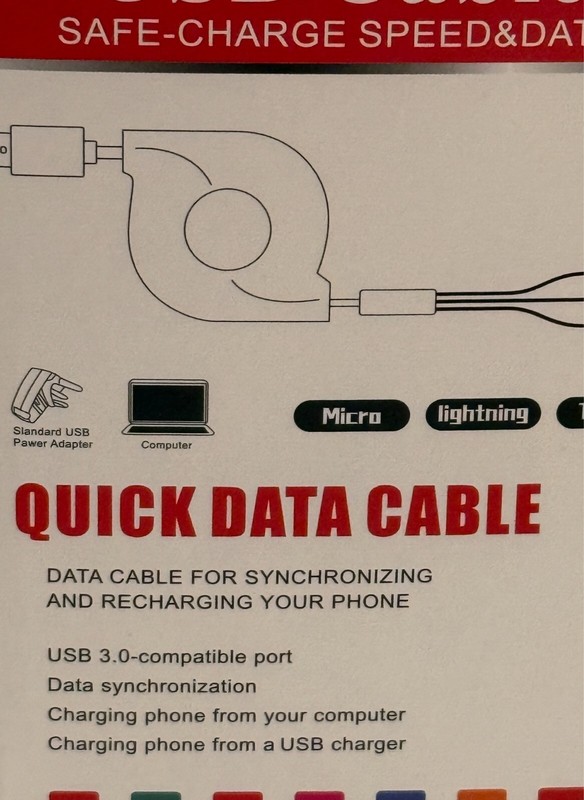 3 in 1 Fast USB Charging Cable Universal Multi Function Cell Phone Charger Cord gallery