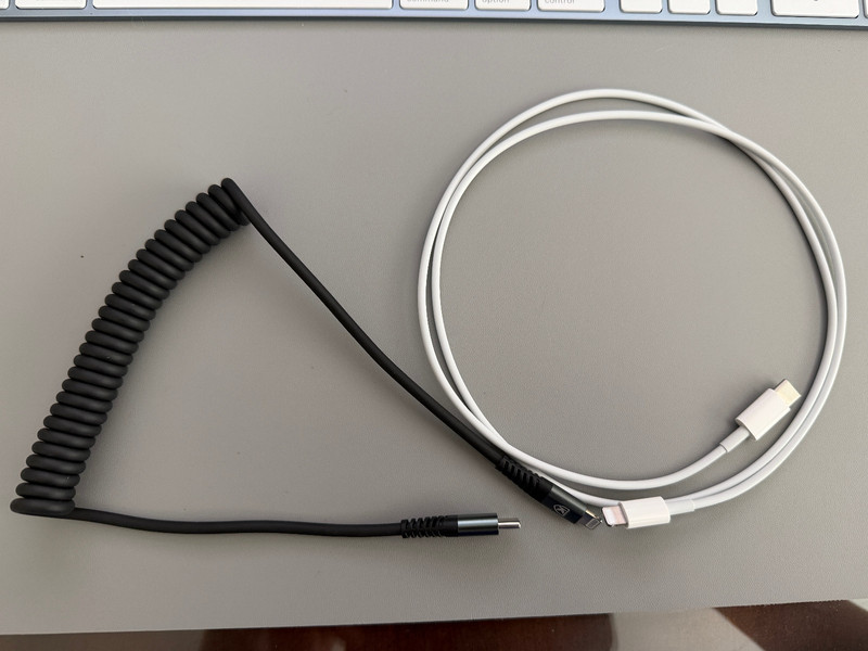 Genuine Apple Lightning to USB-C Cable 39″ & USB-C Black coiled cable 4′