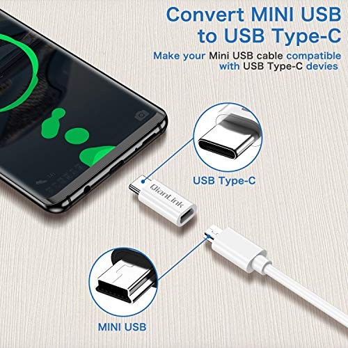 2-Pack Mini USB Female to USB C Male Adapter White gallery