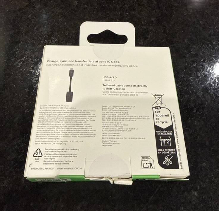 2 x Belkin USB-C to USB-A Adapter F2CU036btBLK - Black OPEN BOX gallery