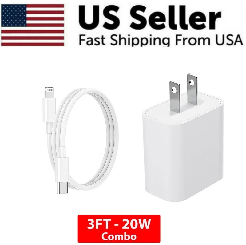 OEM Quality 20W Charger & USB C to 8 Pin Cable for iPhone 14/13/12/11/X Pro/PMax gallery