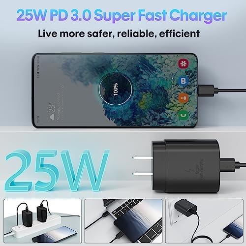 25W USB C Fast Charger Block with 6FT Cable 3 Pack for Galaxy iPhone gallery