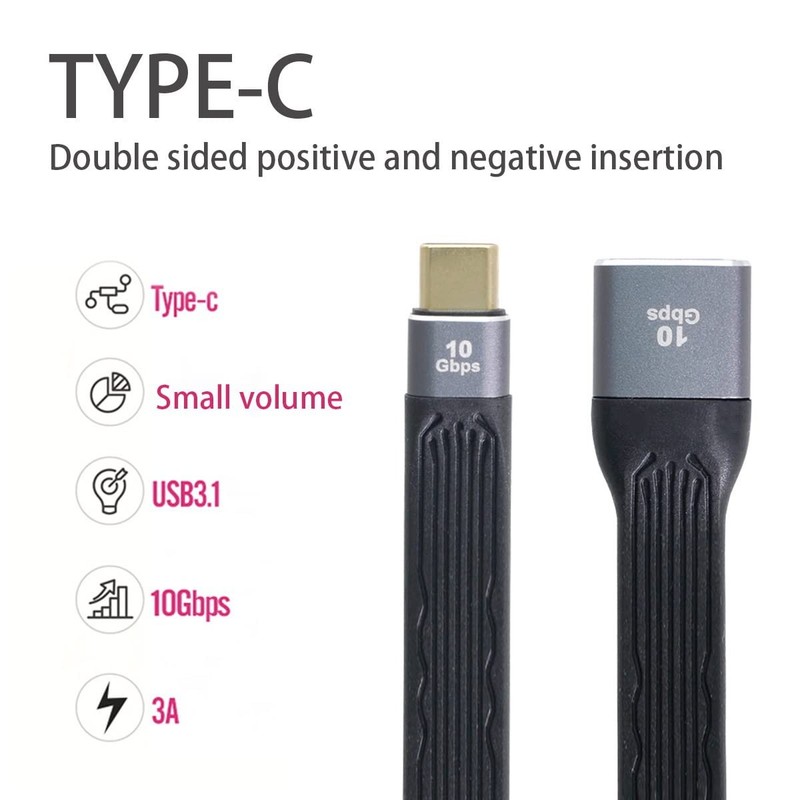 NFHK USB 3.1 Type C Male Host to USB3.0 A Female OTG Flat 13cm, Black gallery