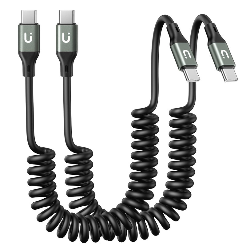 USBC to USBC Cable for Car, 3FT Coiled USB Charge Cable Fast Charging, 2Pack …