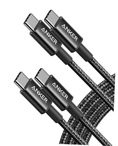 Anker USB C to USB C Cable, Type-C 60W Fast Charging Cable (6 6FT*2 2 Black