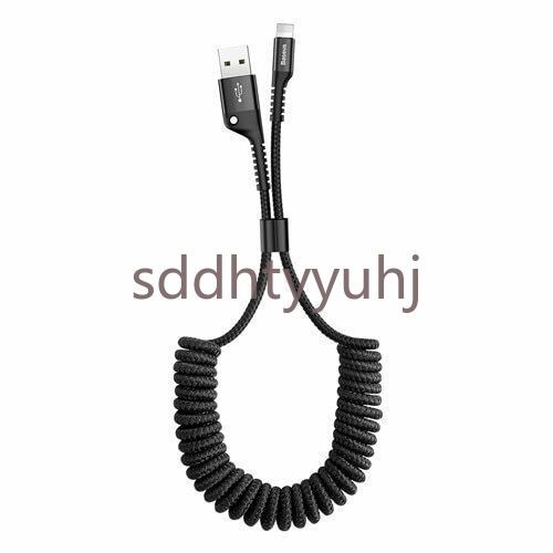 Baseus Coiled Elastic USB Data Charging Cable For iPhone14 13 12 11 Pro Xs X 8 7 gallery