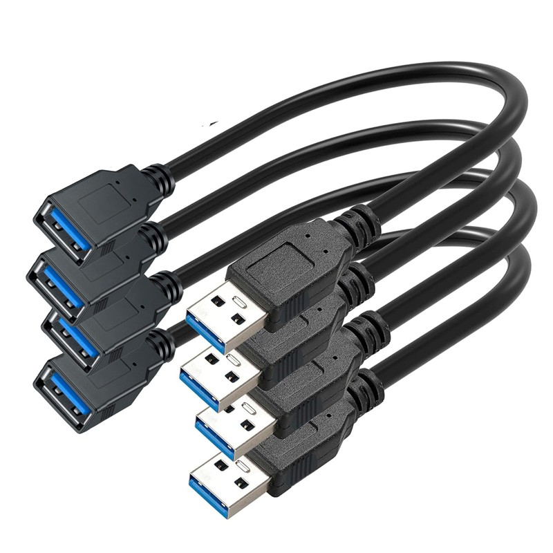 4 PCS 15cm Short USB 3.0 Male A To Female A Extension Cable 5Gbps Black