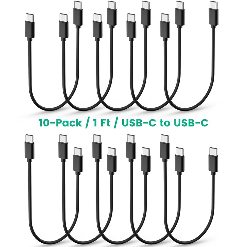 10-Pack USB C Charger Cable,1ft Bulk Short Cables, Multipack 60W Fast Charge ... gallery