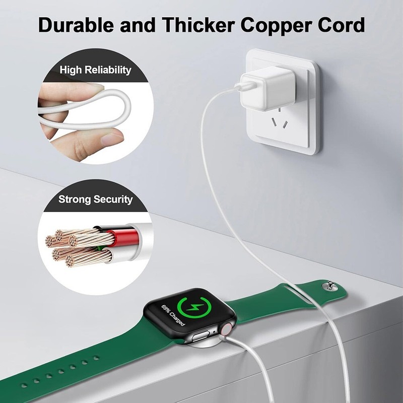 2x Apple Watch iWatch 9/8/7/6 iPhone 16 15 14 3 in1 USB C Cable Magnetic Charger gallery