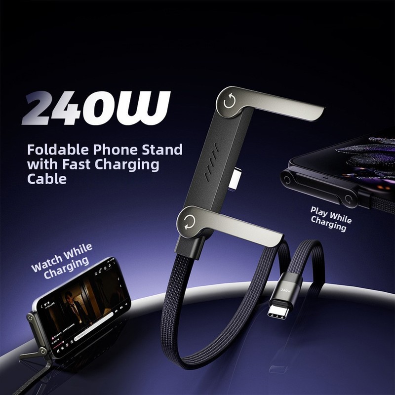 240W Fast Charging Cable With Built-in Phone for stand & 1.5m Length gallery