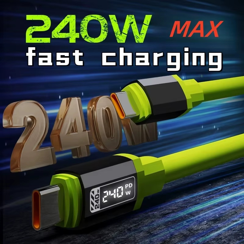 240W 1.5M Fast Charging USB Type-C to Type-C Cable with Real-Time Power Display gallery