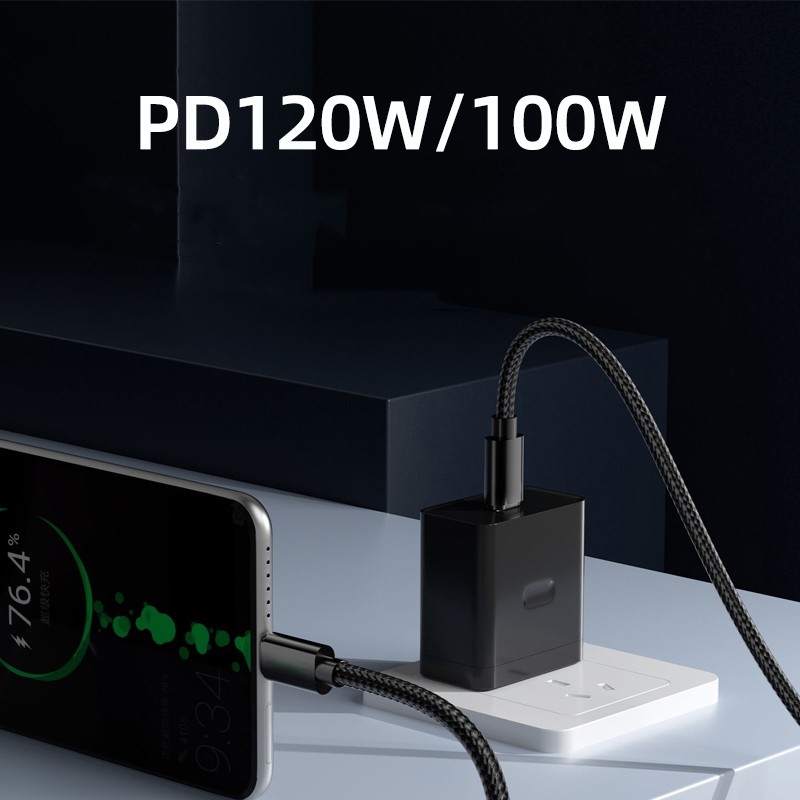 120W 10A Nylon Braided Cable Black C-C Fast Phone Lead Charger Alloy Interface gallery