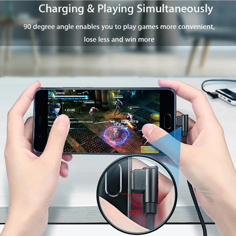90 Degree Angle Fast Charge Micro USB Cable Sync Cord Charger for Samsung Galaxy gallery