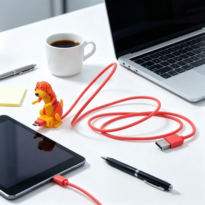 Playful Orange Dog Data Cable 1 Pc Fast Charging Durable Micro USB Cord gallery