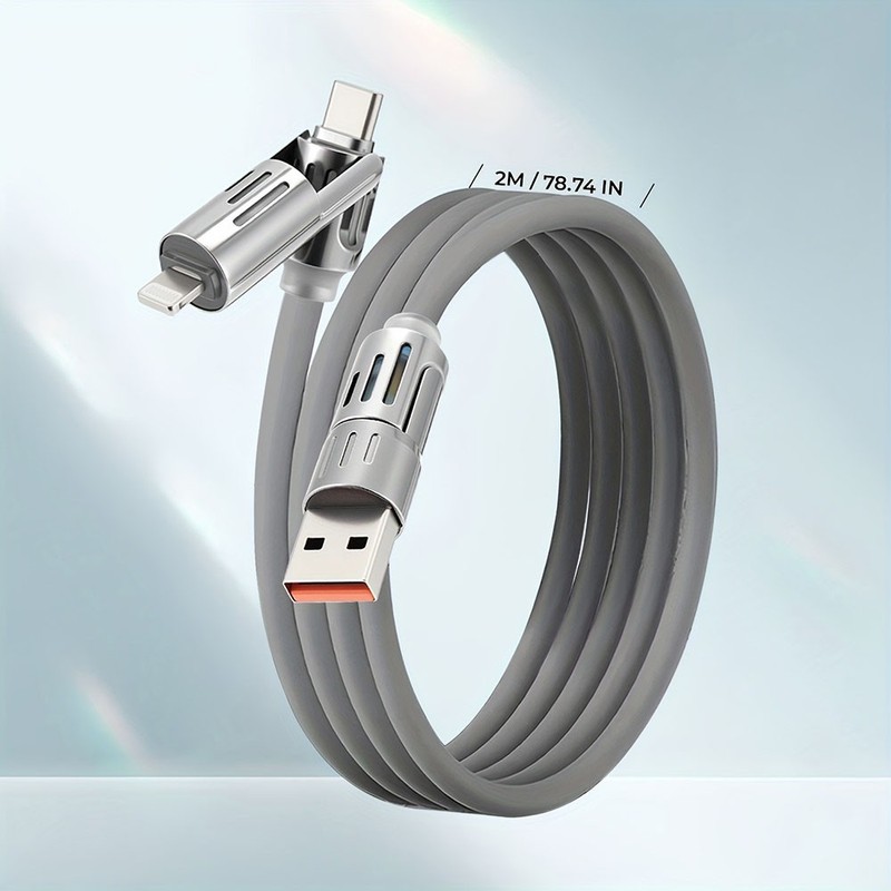 Durable High-Speed Universal Aluminum-Alloy 240W 4-in-1 Fast Charging Data Cable gallery
