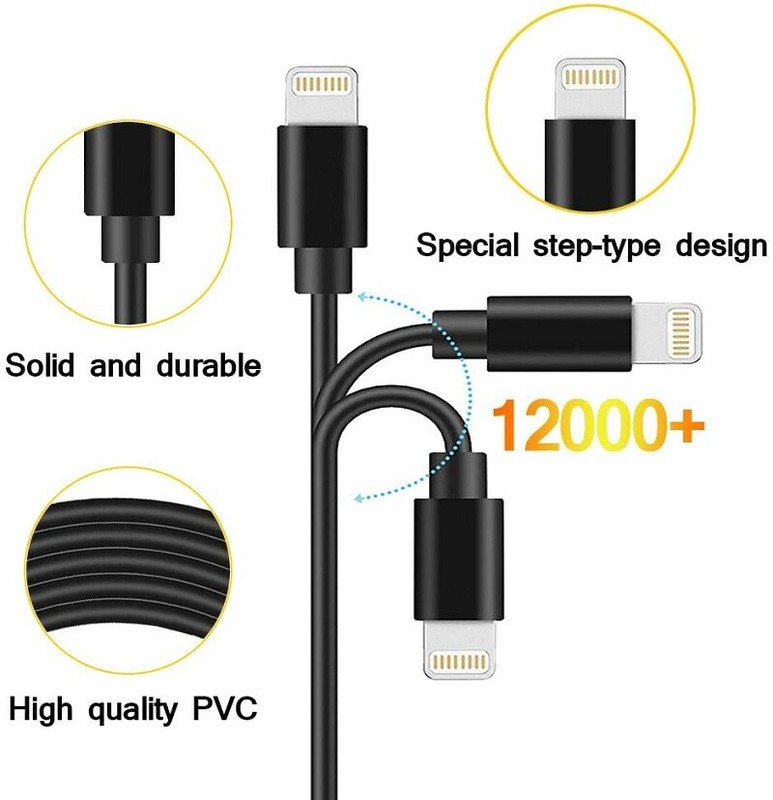 x4 8" 8in charge & Data Short USB Cable For iPhone 14 13 12 11 Pro Max X 8 7 6 gallery