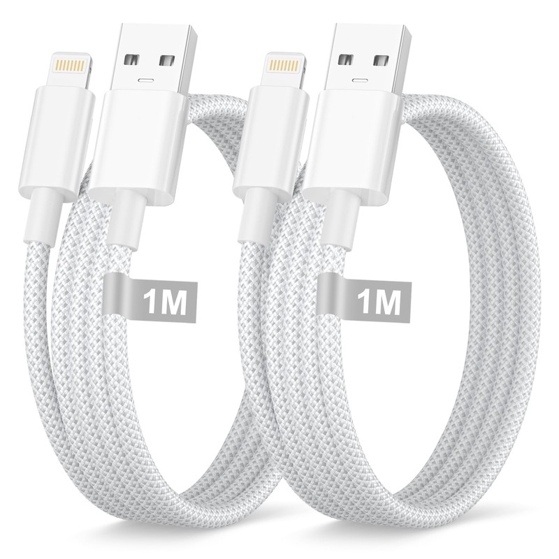 2-Pack USB to Lightning Cable 3ft MFi Certified iPhone Charger Fast Sync Cord