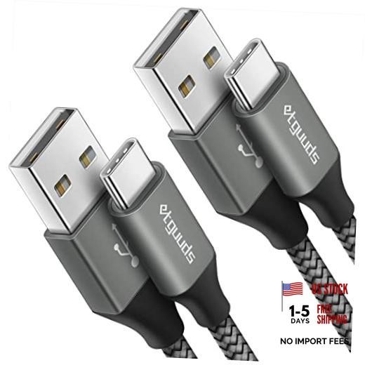 USB to USB C Cable-Pack USB A to Type C Charger Cord Fast Charging 3ft 2 Gray
