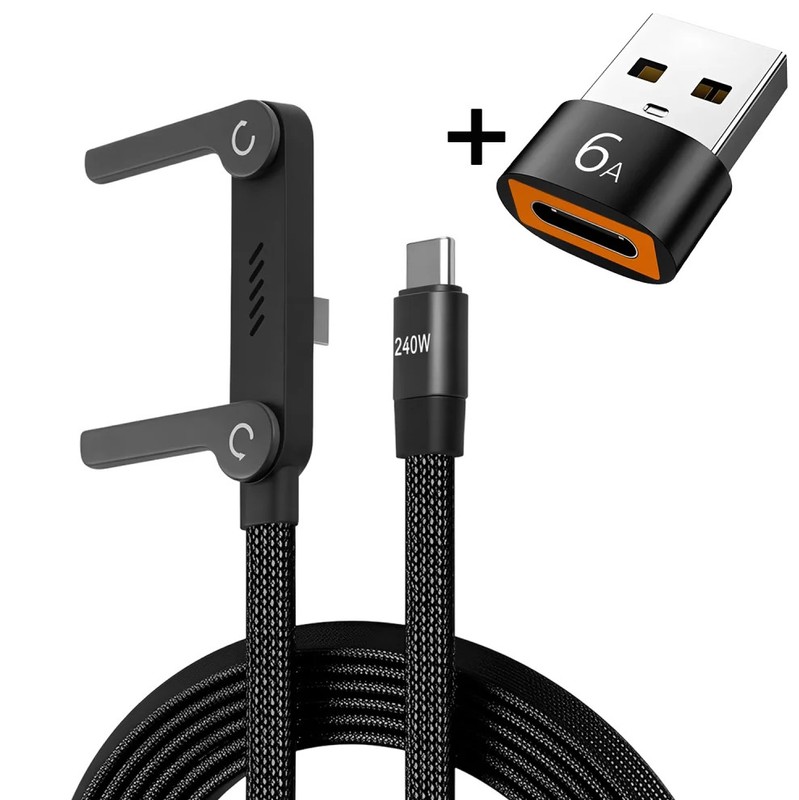 240W USB-C Fast Charging Cable 2-in-1 Foldable Phone Stand Holder Samsung gallery