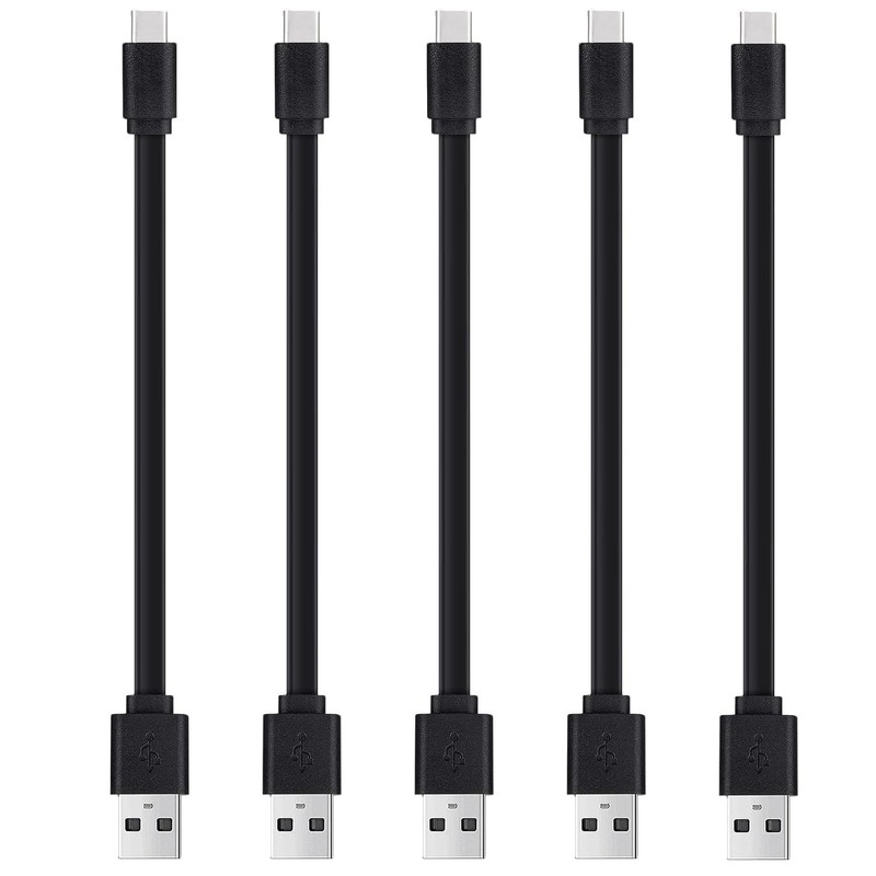 6-Inch USB C Cable Flat - Fast Charging & Data Transfer (5-Pack, Black) gallery