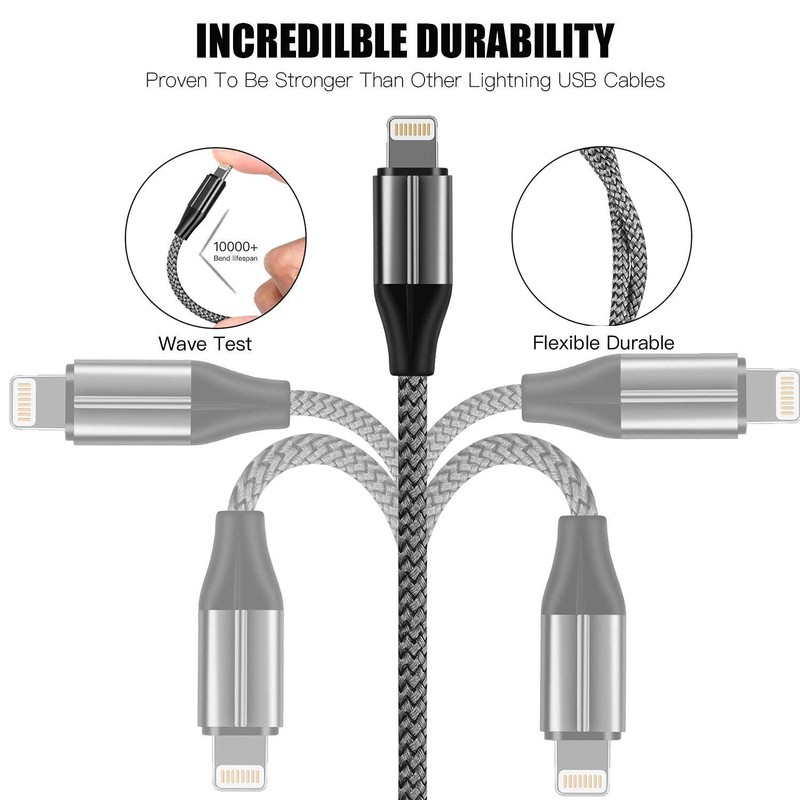 iPhone Charger Lightning Cable (3 Pack 10 Foot), [MFi Certified] 10 Feet Nylo... gallery