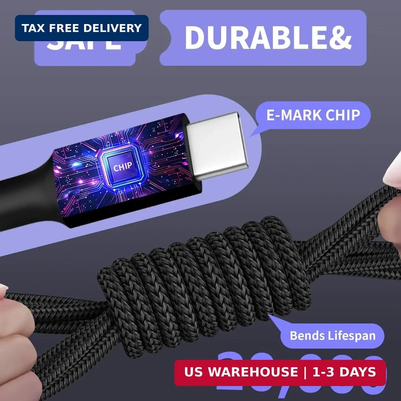 Dual Type C 4 in 1 Multi Charging Cable 2 Pack 5FT Universal Charger Cord gallery