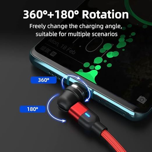 180°+360° Rotate Magnetic Charger Cable Phone Fast Charging Type C Micro USB Lot gallery