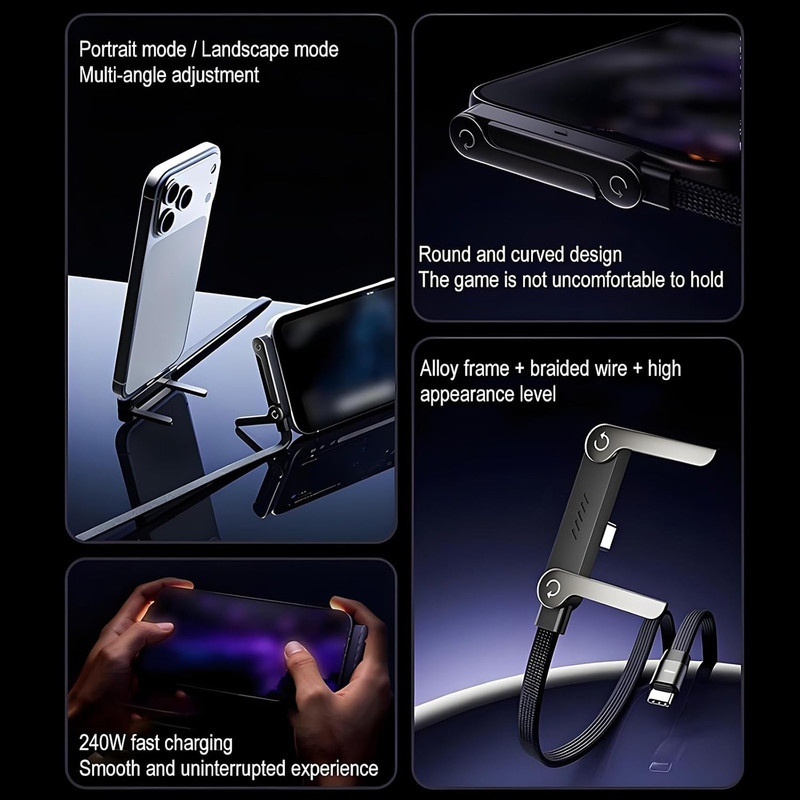2-In-1 Invisible Stand Charging Cable, Multi Charger Cord with Type C Multi-Angl gallery
