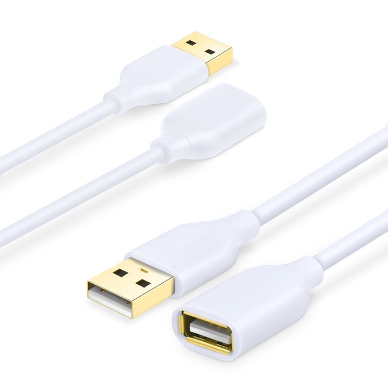 Costyle USB Extension Cable White, 2-Pack 2.0 6ft/2m Type A Male to A Female …