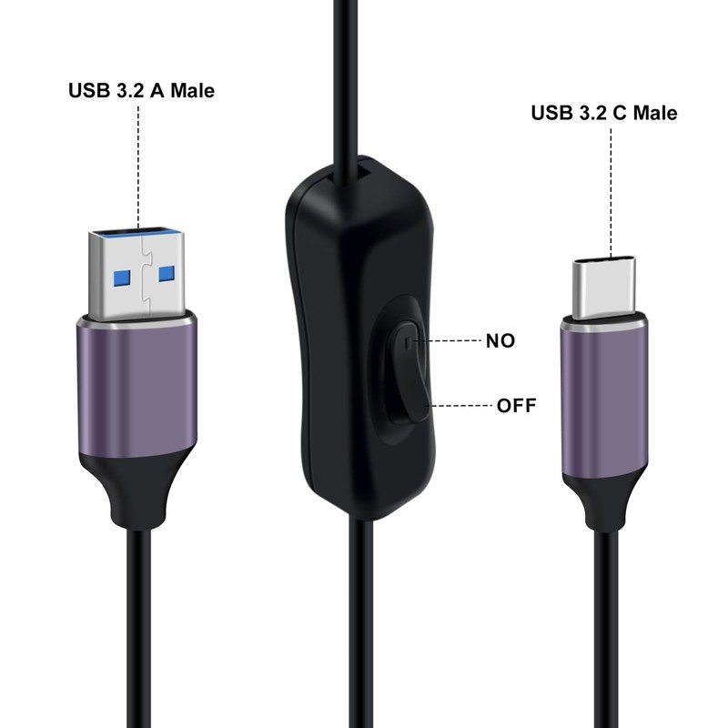 USB A to USB C Cable with Switch 3A 60W USB 3.2 Gen 2 Cable 10Gbps High Speed... gallery