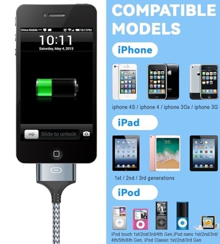 30 Pin to USB C Adapter Ipod Charger Nylon Braided Fast Charging Data Cord Next gallery