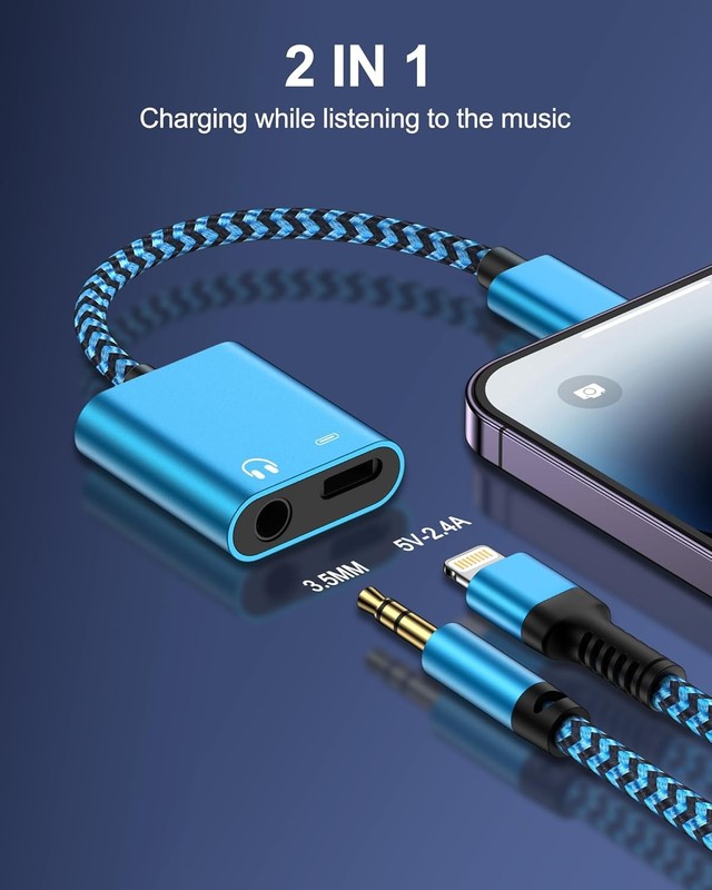 iPhone Headphone Adapter 2-in-1 MFi Splitter Charger Dongle Audio iPad gallery